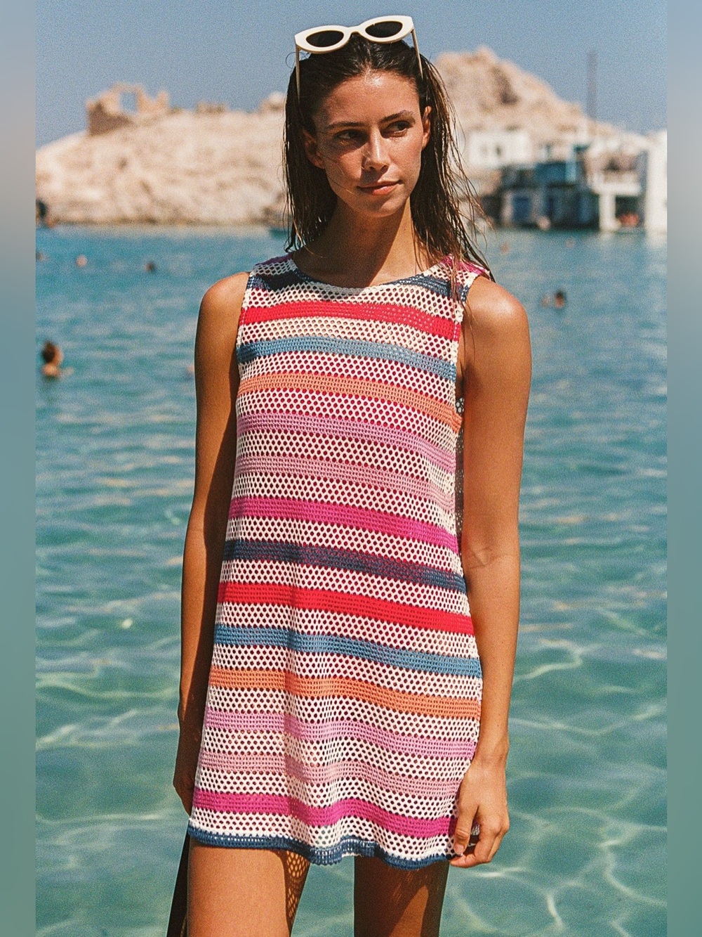 Mister Zimi Poolside Mini Dress In Summer Stripe, size S